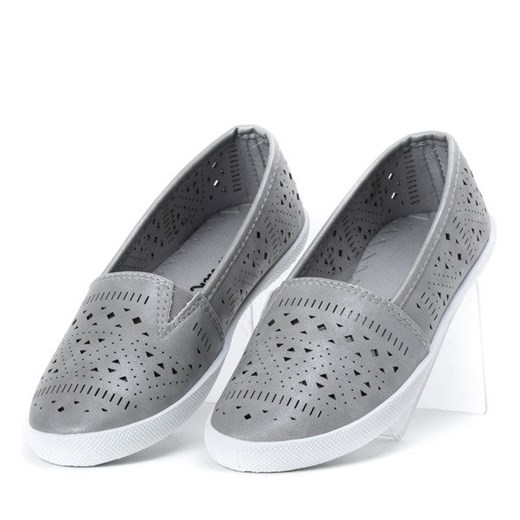 Dziecięce slip on ażurowe w kolorze szarym Moly - Obuwie