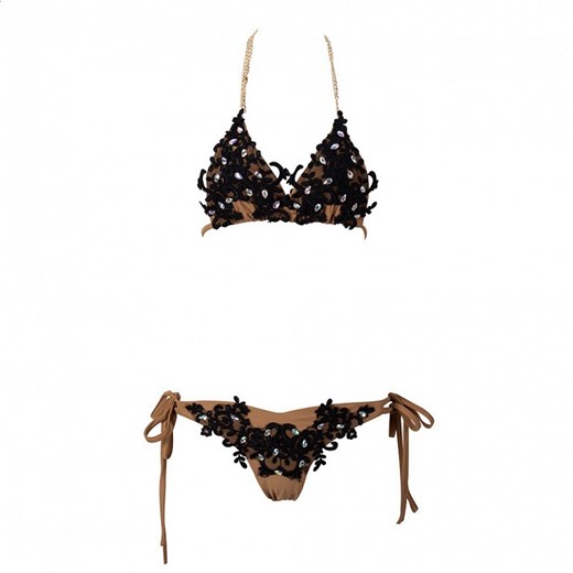 Czarne koronkowe bikini zdobione kryształami AB L Billion Ladies