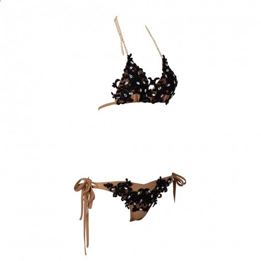 Czarne koronkowe bikini zdobione kryształami AB S Billion Ladies