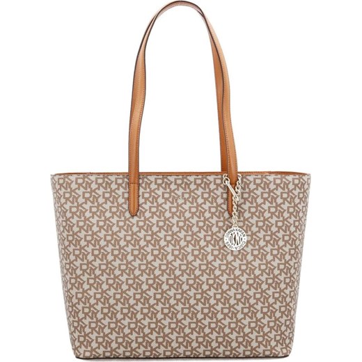 Brązowa shopper bag Dkny mieszcząca a7
