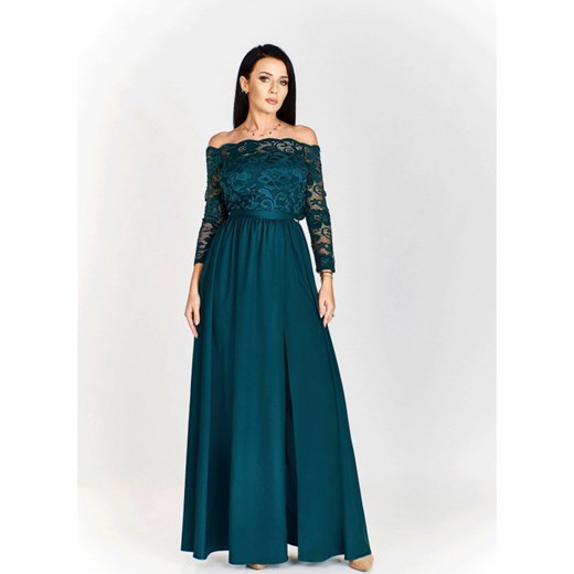 Sukienka maxi z koronkową górą odsłaniającą ramiona i luźno puszczonym dołem z rozporkiem Bosca Fashion ptakmoda.com