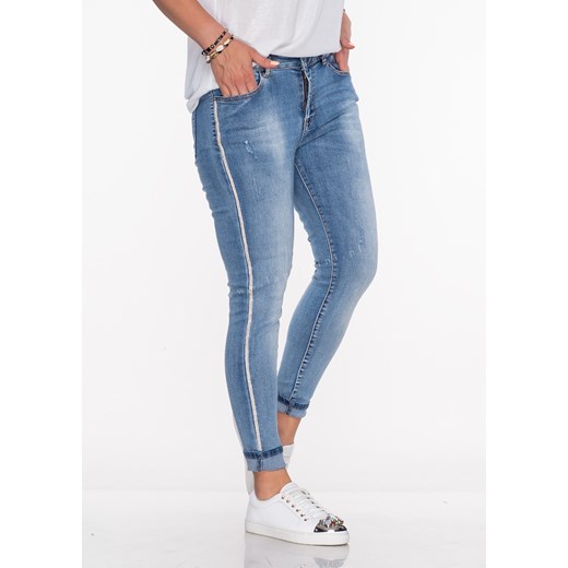 Włoskie jeansy RURKI LAMPAS przecierany jeans XS Lagattini.pl