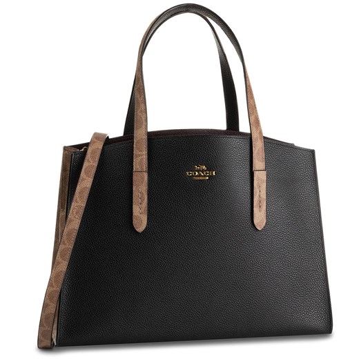 Shopper bag Coach z nadrukiem z kolorowym paskiem duża