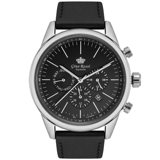 Zegarek męski Gino Rossi Exclusive - VESK - E10736A - Czarny sk Gino Rossi alleTime.pl