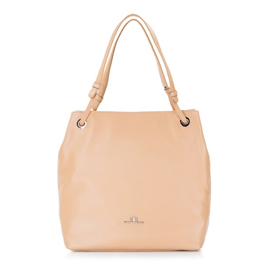 Shopper bag Wittchen beżowa matowa skórzana bez dodatków elegancka