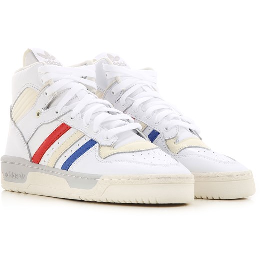 Adidas Trampki dla Mężczyzn Na Wyprzedaży, biały, Skóra, 2019, US 11 - UK 10 1/2 - EU 45.5 US 8 - UK 7.5 - EU 41.5
