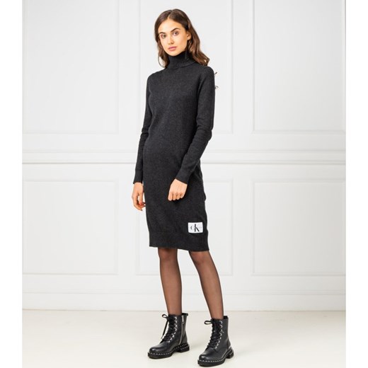 Calvin Klein Jeans Sukienka MONOGRAM | z dodatkiem wełny i kaszmiru Calvin Klein XS Gomez Fashion Store
