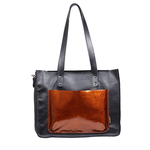 Shopper bag wielokolorowa Slontorbalski wakacyjna mieszcząca a5 na ramię skórzana