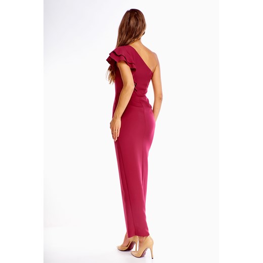 Sukienka Ptakmoda.com z asymetrycznym dekoltem na karnawał asymetryczna bez rękawów