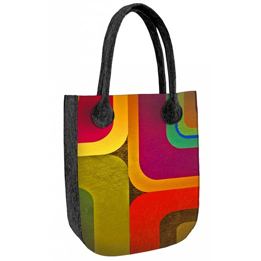 Shopper bag Bertoni w stylu boho z filcu bez dodatków