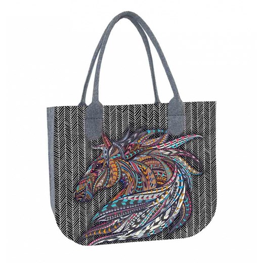 Shopper bag wielokolorowa Bertoni z filcu boho