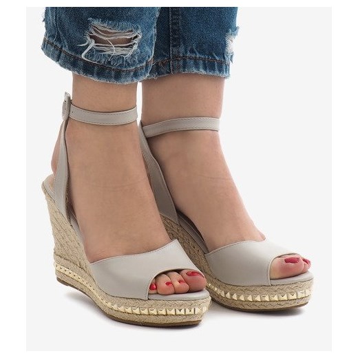Espadryle damskie z klamrą szare na lato eleganckie