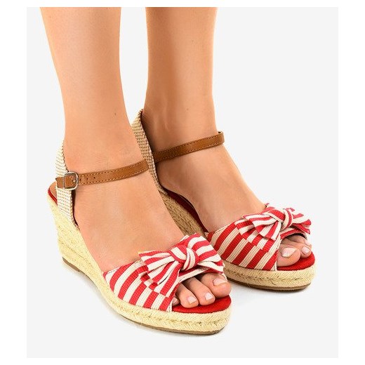 Espadryle damskie wielokolorowe z klamrą na koturnie