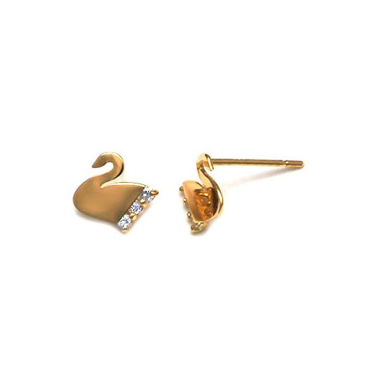 Złote kolczyki pr. 585 (14k) Swarovski łabędzie viadem zolty kolczyki