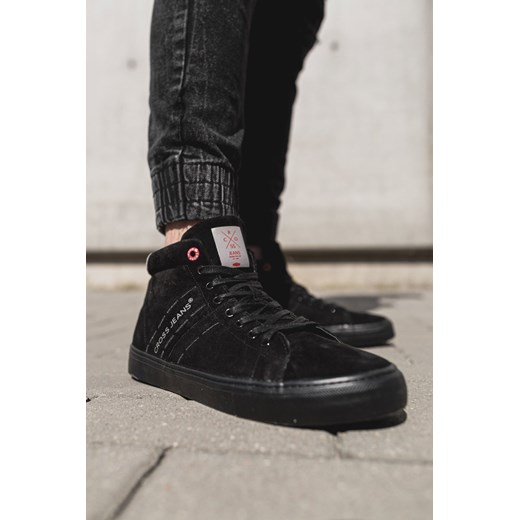 Trampki Męskie Cross Jeans Wysokie Skóra Zamsz Czarne EE1R4057C 43 TAGLESS