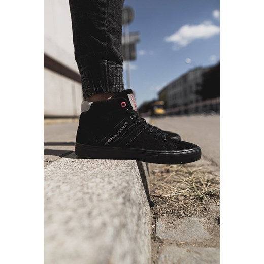 Trampki Męskie Cross Jeans Wysokie Skóra Zamsz Czarne EE1R4057C 42 TAGLESS