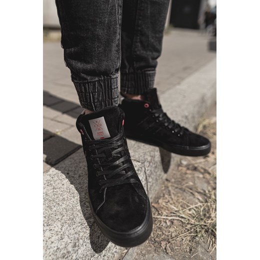 Trampki Męskie Cross Jeans Wysokie Skóra Zamsz Czarne EE1R4057C 43 TAGLESS