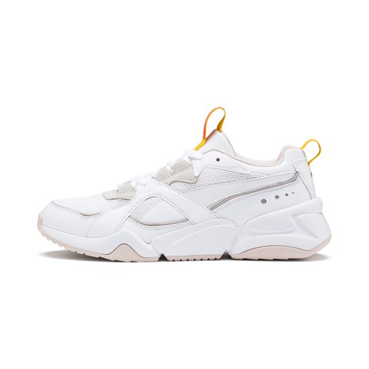 Puma buty sportowe damskie dla biegaczy w stylu młodzieżowym białe gładkie sznurowane płaskie