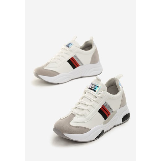 Sneakersy damskie Born2be gładkie sznurowane młodzieżowe białe na platformie