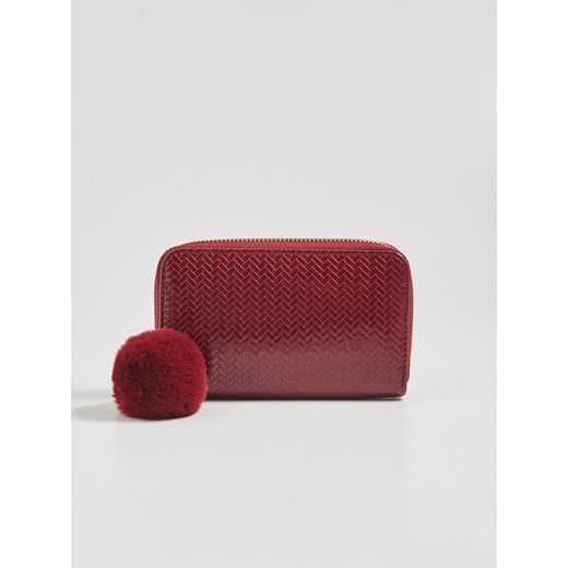 Sinsay - Strukturalny portfel z pomponem - Bordowy Sinsay One Size