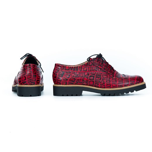 Półbuty damskie Zapato wiązane skórzane płaskie