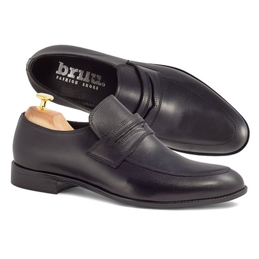 Buty eleganckie męskie czarne Brilu skórzane na jesień