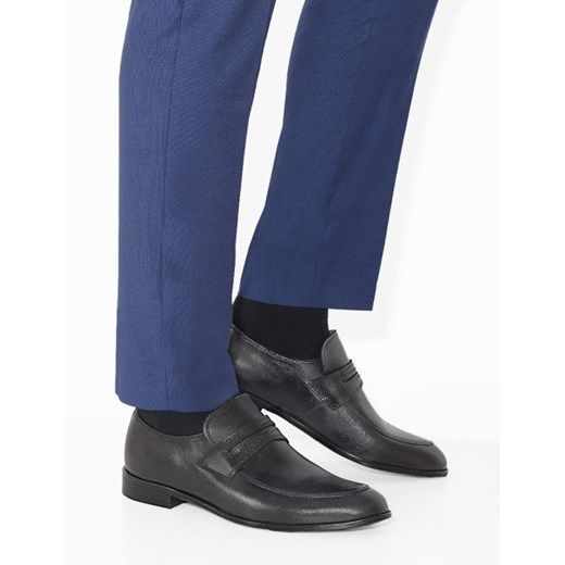 Buty eleganckie męskie Brilu skórzane czarne jesienne