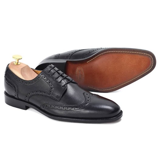 Brilu buty eleganckie męskie czarne skórzane wiązane