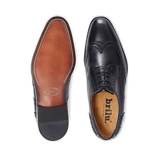 Buty eleganckie męskie Brilu jesienne skórzane wiązane