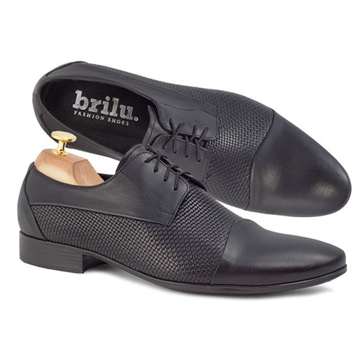 Buty eleganckie męskie czarne Brilu ze skóry