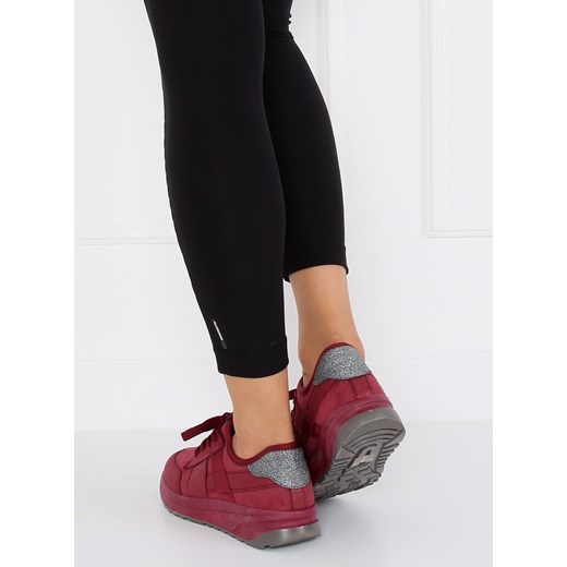 Buty sportowe damskie na płaskiej podeszwie z tkaniny sznurowane