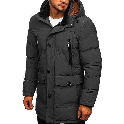 Kurtka męska zimowa parka grafitowa Denley 1097 Denley XL promocja