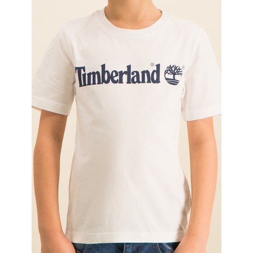 Bluzka dziewczęca biała Timberland z napisem