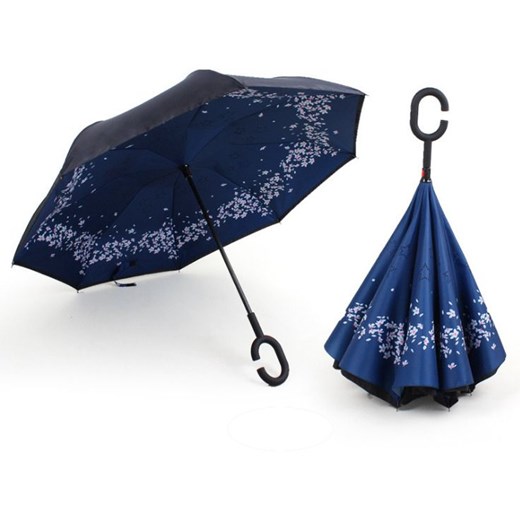 Parasol odwrócony niekapiący BIAŁE KWIATKI Summermade uniwersalny E-LADY
