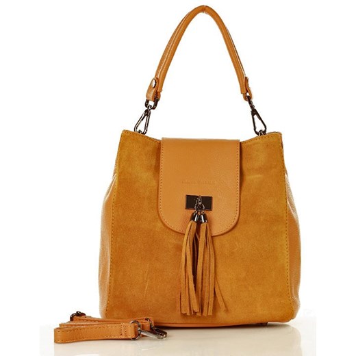 Merg shopper bag pomarańczowy ze skóry