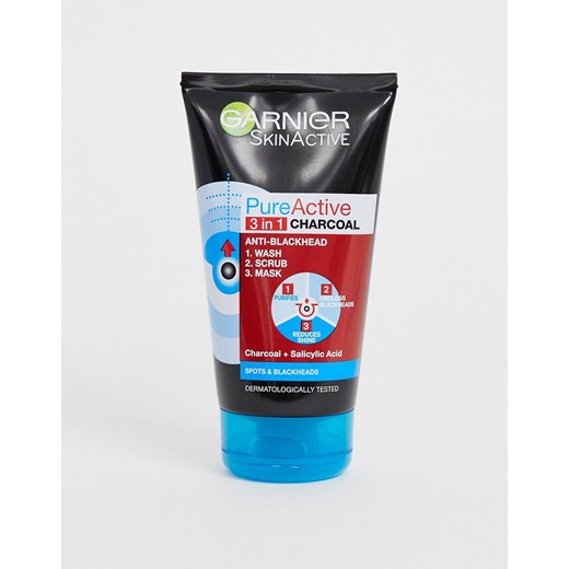 Garnier – Pure Active 3w1 żel myjący + peeling + maseczka z aktywnym węglem 150ml-Brak koloru No Size Asos Poland