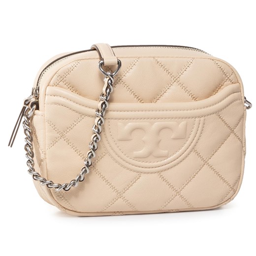 Listonoszka Tory Burch pikowana beżowa na ramię niemieszcząca a4