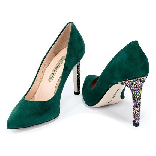 Szpilki Bravo Moda 1373 Green Zamsz+Glitter Zielony Skóra Bravo 38 promocyjna cena multimoda.shop