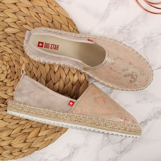 Espadryle damskie złote BIG STAR z tkaniny
