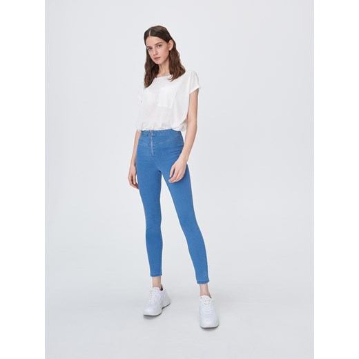 Sinsay - Jeansy super skinny z ozdobnym zamkiem - Niebieski Sinsay 38