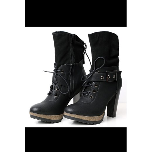4021-2 Buty/kozaki zawiązywane - czarny 41