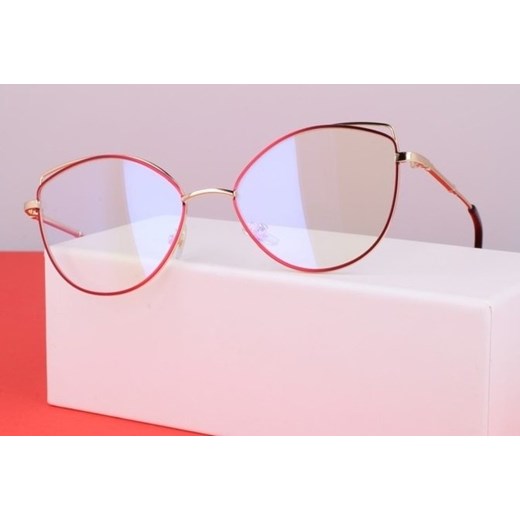 Okulary zerówki DAMSKIE kocie oczy z antyrefleksem RED 2527-2 Stylion