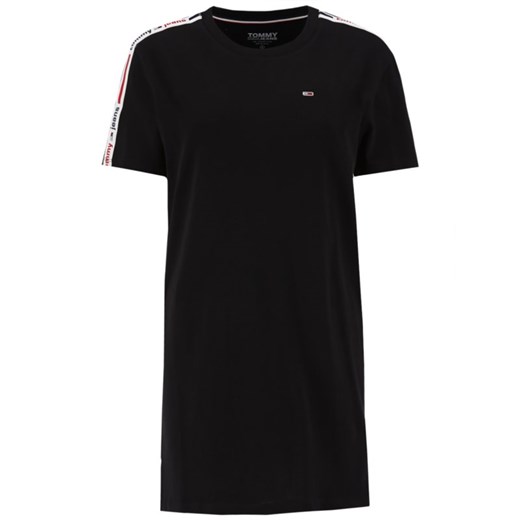 Sukienka czarna Tommy Jeans prosta mini na spacer z krótkimi rękawami