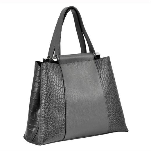 Shopper bag Luka duża ze skóry z tłoczeniem bez dodatków