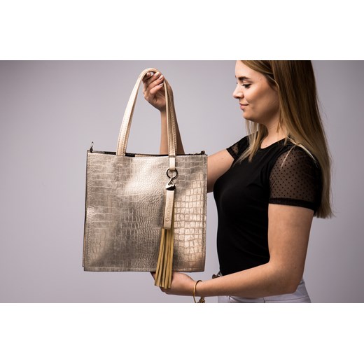 Shopper bag ARTURO VICCI duża elegancka z frędzlami