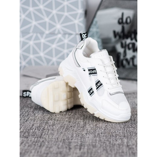 Buty sportowe damskie CzasNaButy sneakersy bez wzorów wiązane na platformie