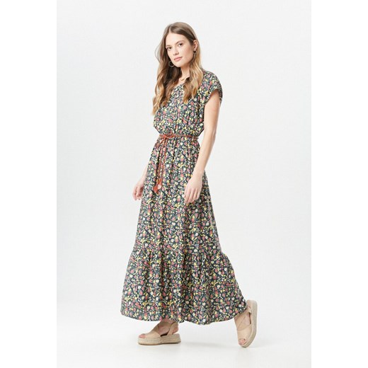 Sukienka Born2be maxi wielokolorowa z krótkim rękawem boho