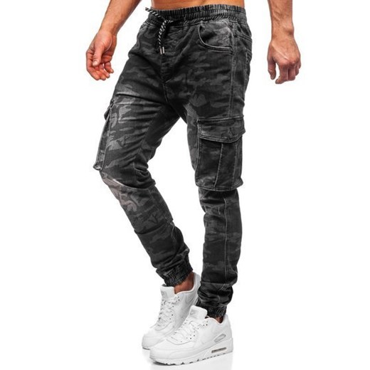 Czarne spodnie joggery bojówki męskie Denley RB9491DT Denley M okazja