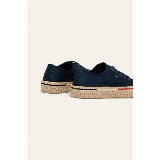 Espadryle damskie Tommy Hilfiger na platformie granatowe wiązane tkaninowe