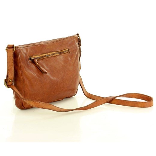 MARCO MAZZINI Torebka przewieszka skórzana vintage messenger brąz camel